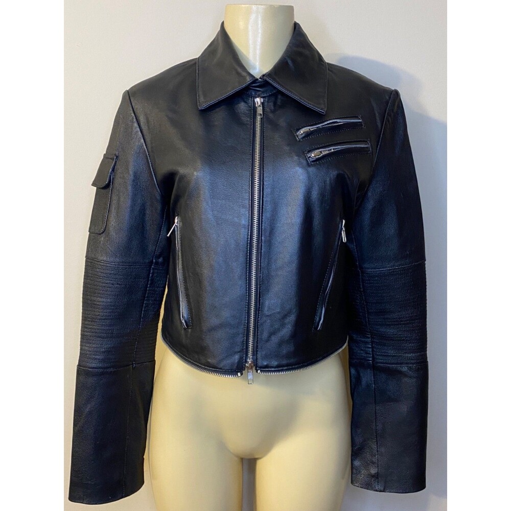 OXYHO Sorento Women's Black Leather Biker Moto Grunge Motorcycle Jacket Size M - Picture 3 of 10